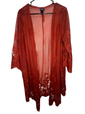 Daytrip Burnt Orange Boho Lace Duster Kimono Cardigan